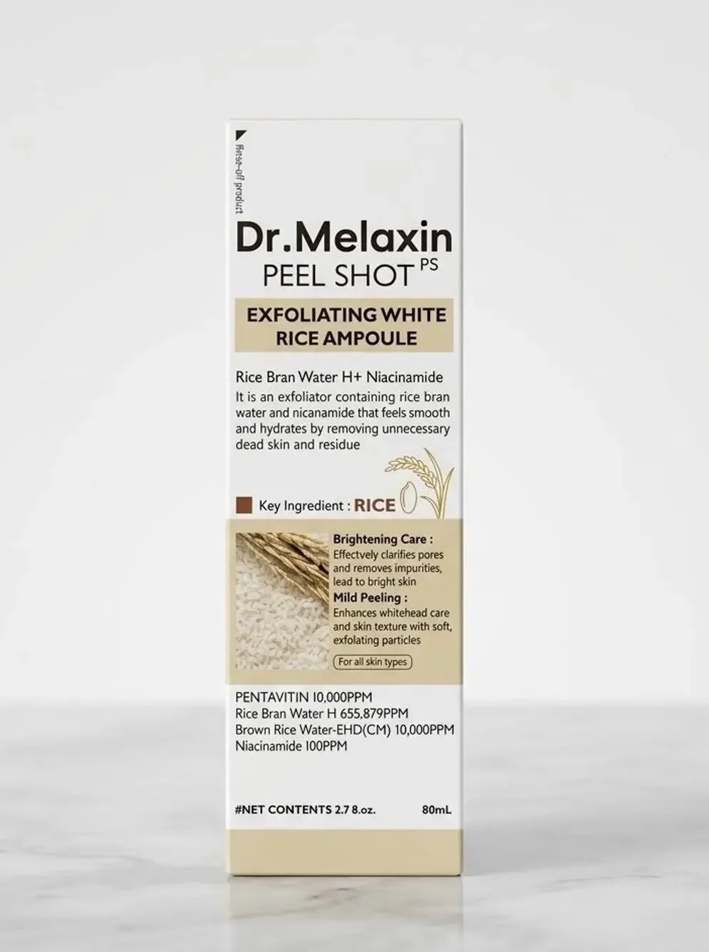 Dr. Melaxin Peel Shot Exfoliating White Rice Ampoule 80ml Sealed